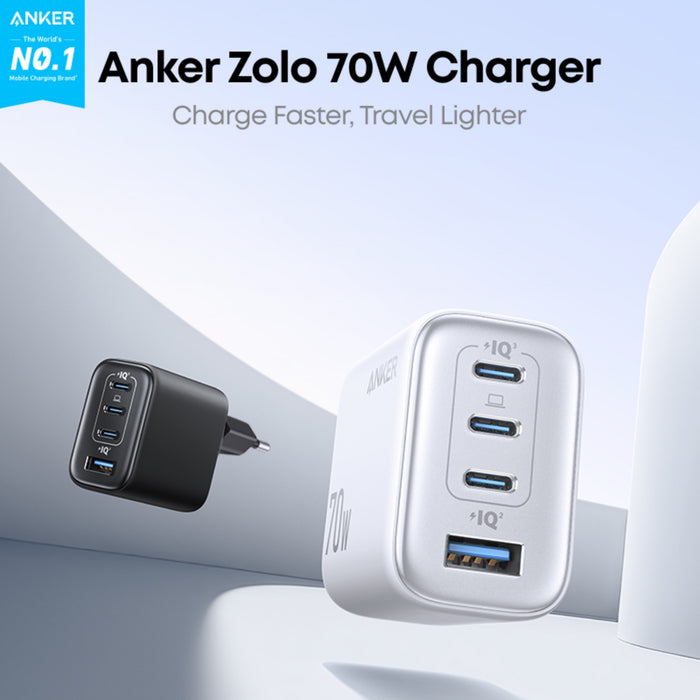 Anker 4 Port Zolo Wall Charger 70W With Cable - Black (B121CL11)