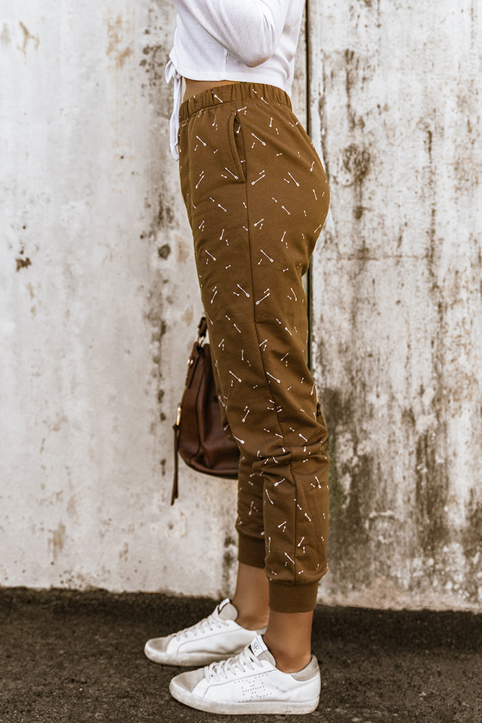 Arrow Print Elastic Waist Joggers - Madikfashions.com