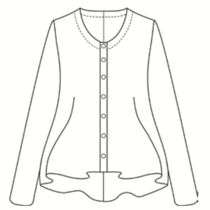 Beneficial Blouse, detailed sketch shown. 100% European Linen, with natural corozo buttons.