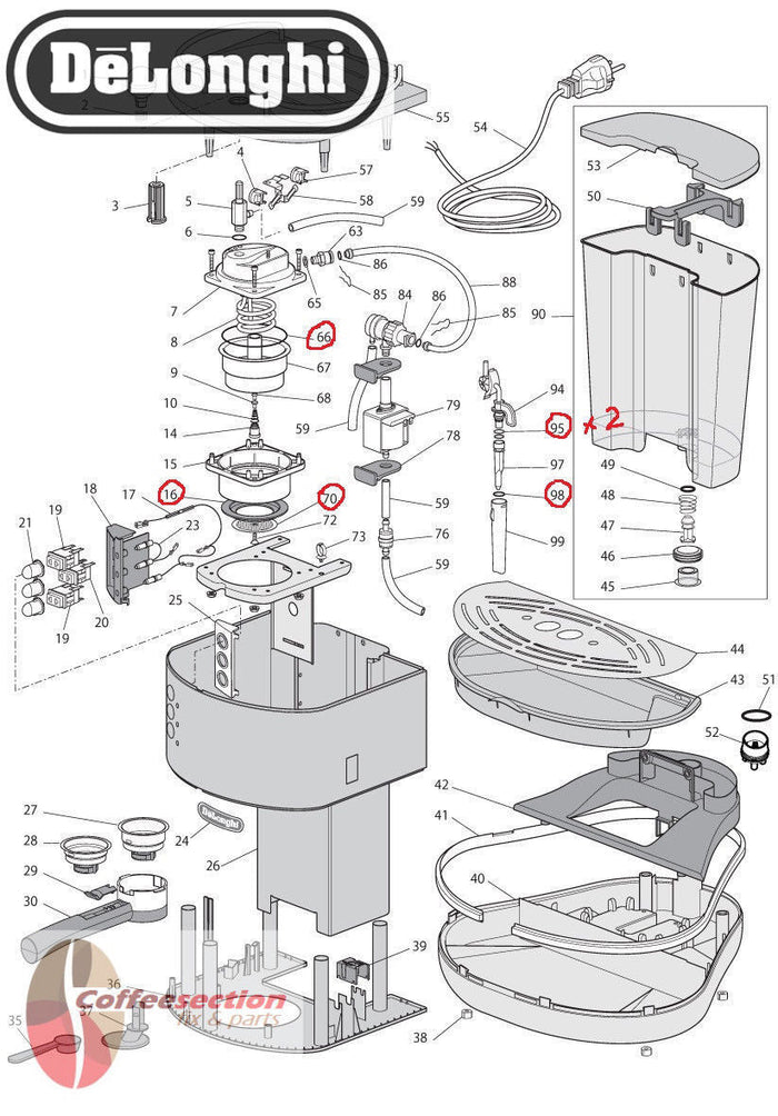Delonghi parts set, Repair Kit for EC300M and many EC models, espresso machine - Coffeesection