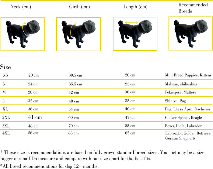 100% Wool | Dog Sweater | Size Sheet