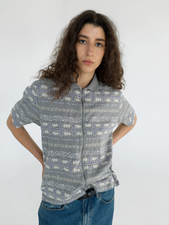 Jungle Jacquard Zip Up Top