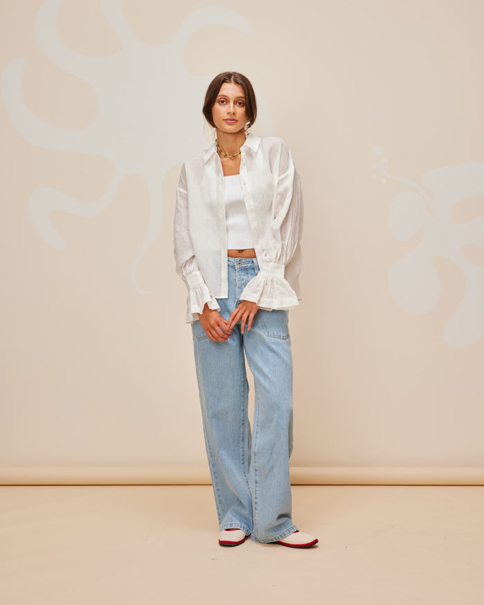 KENDALL LINEN TOP WHITE