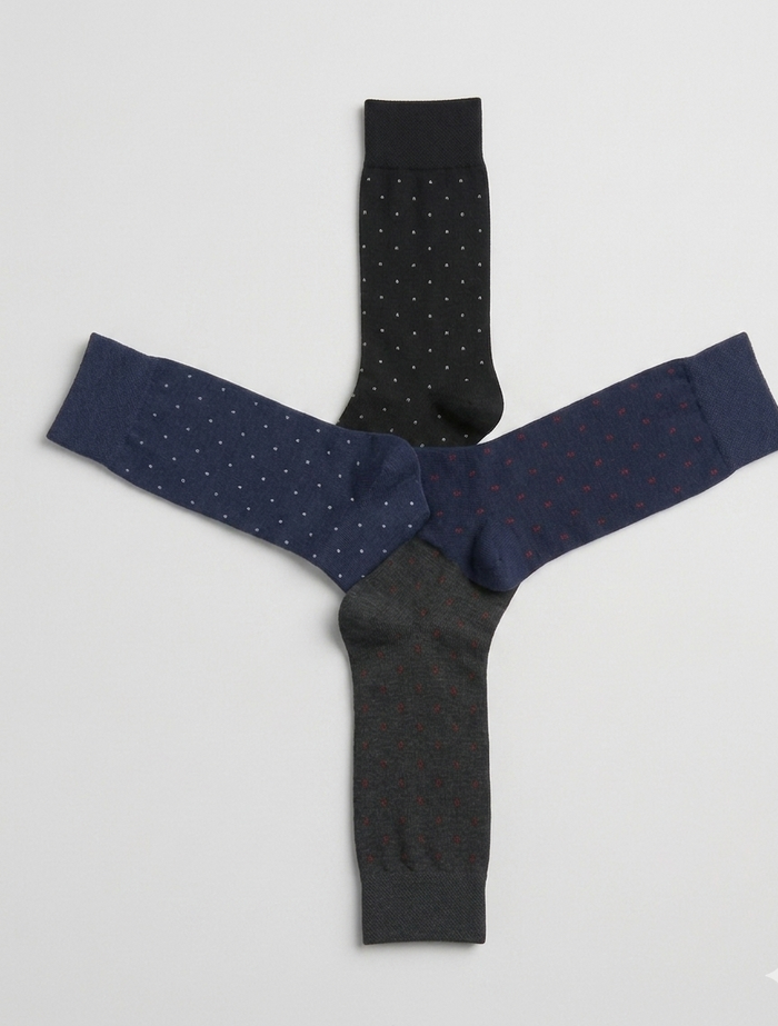 Men’s Dotted Socks Pack of 4 – Black & Navy Blue