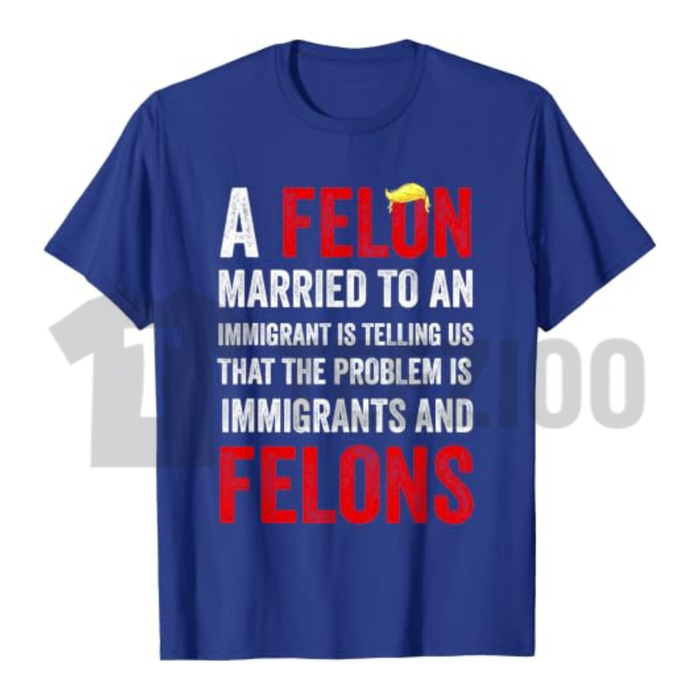 "A Felon Married to an Immigrant" T-Shirt - Funny Political Satire Graphic Tee