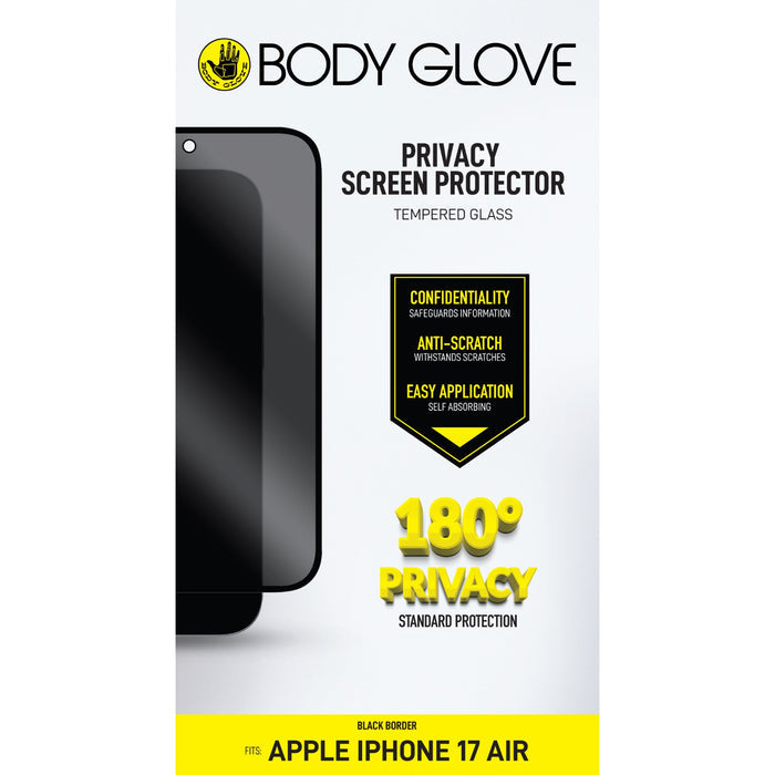 Body Glove Privacy Tempered Glass Screen Protector - Apple iPhone Air - Black Border (BGSGPTG-IP17A)