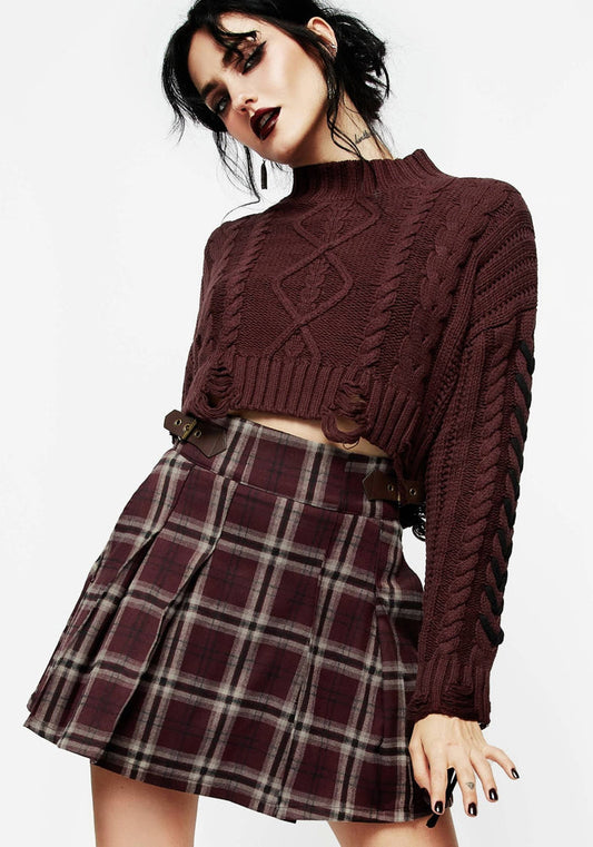 Bramble Check Pleated Mini Skirt
