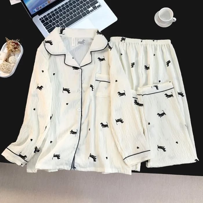Dachshund Love Premium Pajama Set – Cozy Dog Print Loungewear