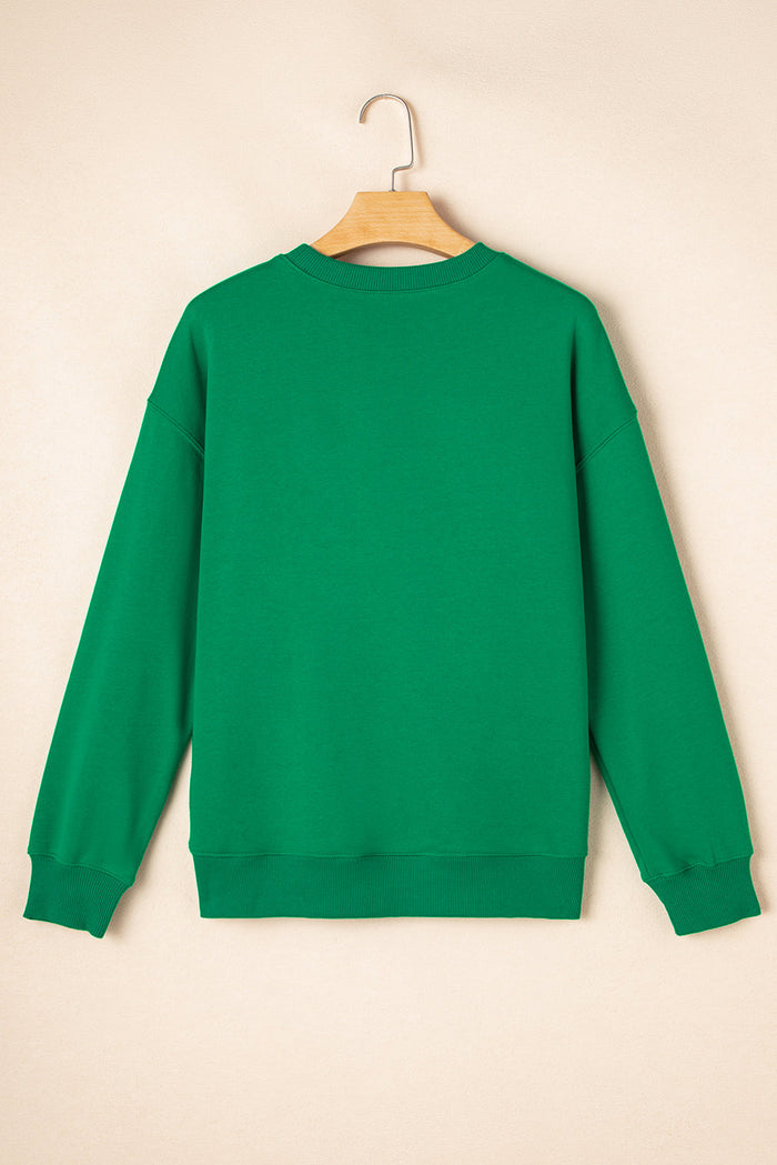 Dark Green Solid Classic Crewneck Pullover Sweatshirt - Tops/Sweatshirts & Hoodies