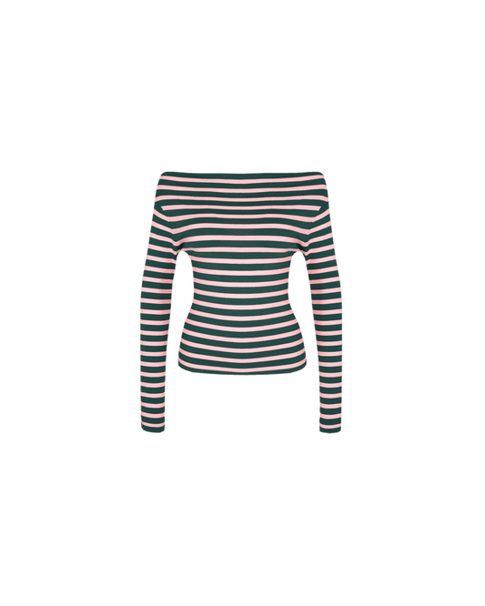 EMMA KNIT LONG SLEEVE PINK FOREST STRIPE