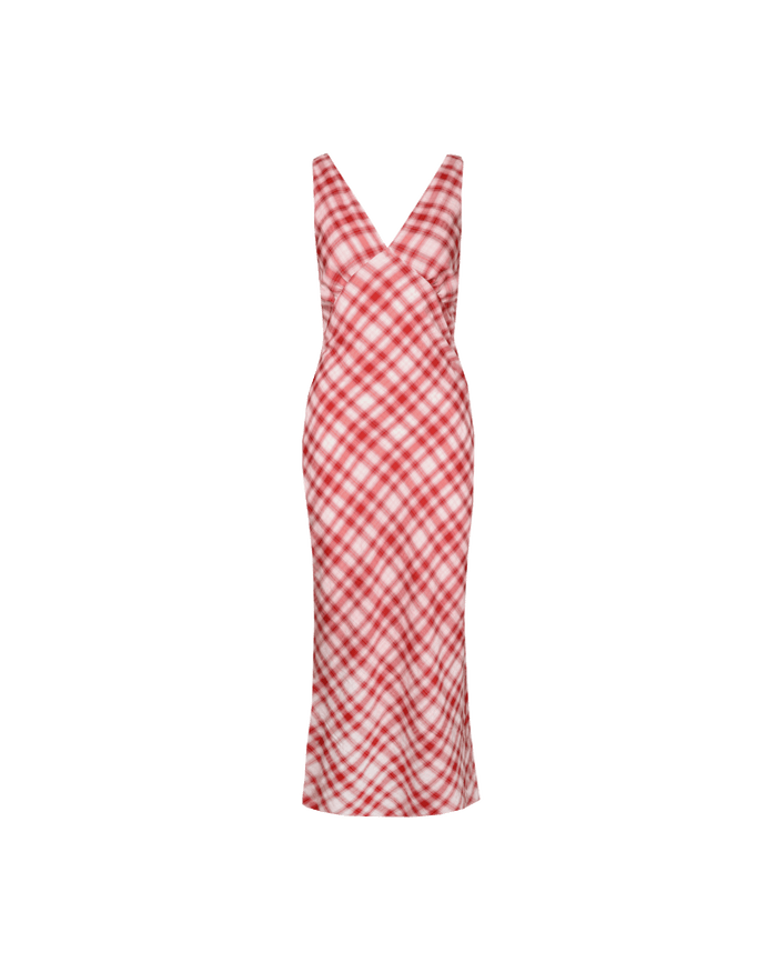 ESME GINGHAM SLIP DRESS RED CHECK