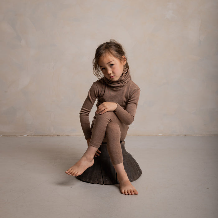 Finch Baby & Kids Leggings - Merino Wool & Silk - Warm Driftwood