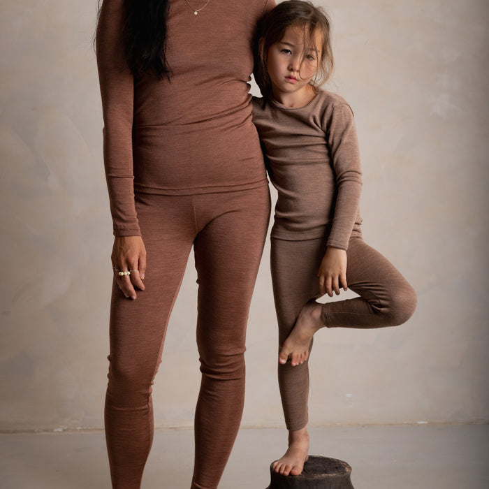 Finch Baby & Kids Leggings - Merino Wool & Silk - Warm Driftwood