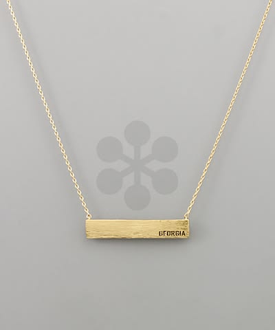 Georgia State Bar Necklace – Minimalist Gold Brass Jewelry