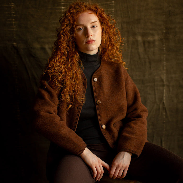 Harrier Women's Jacket - Merino Wool Fleece - Squirrel