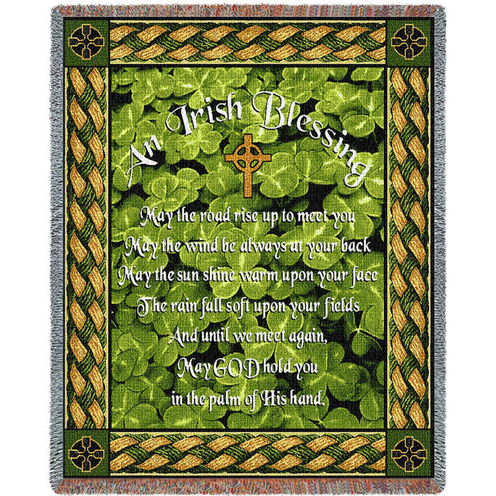 Irish Blessing - May The Road Rise To meet You -  Throw Blanket With Fringe