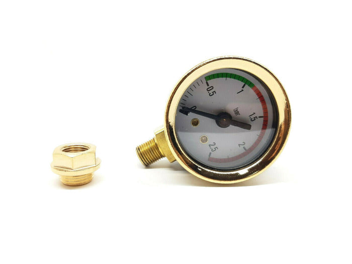 La Pavoni Gold Pressure Gauge Kit With Nut For Europiccola Ø 41mm 0 - 2.5 bar - Coffeesection