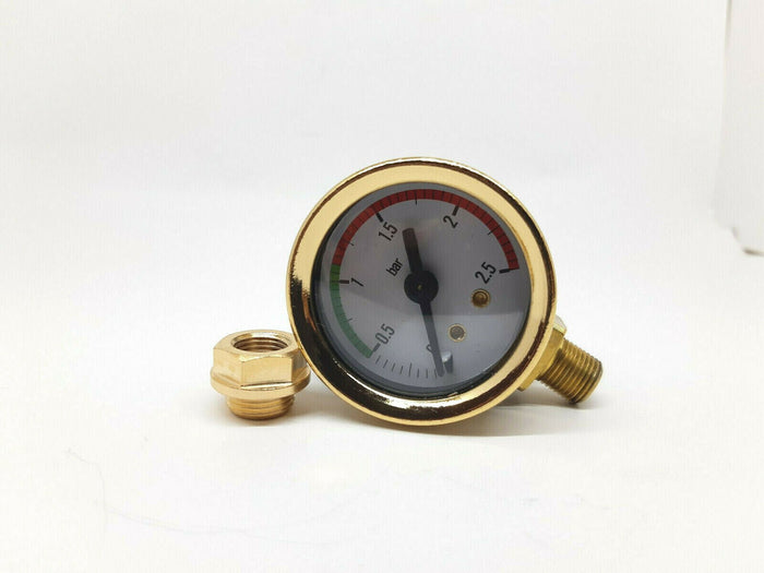 La Pavoni Gold Pressure Gauge Kit With Nut For Europiccola Ø 41mm 0 - 2.5 bar - Coffeesection