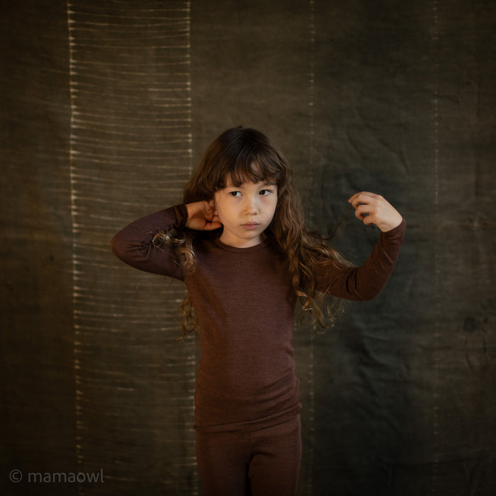 Lark Baby & Kids Top - Merino Wool & Silk - Squirrel