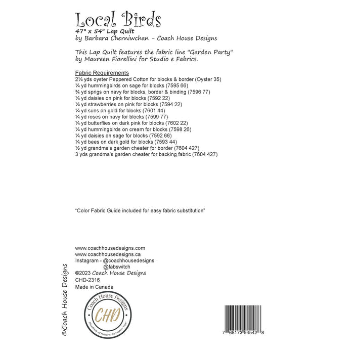 Local Birds Downloadable PDF Quilt Pattern
