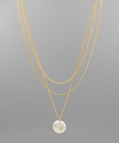 Luna Mother of Pearl Triple Layered Necklace