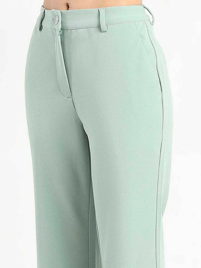 Madame Crop Top and Side Slit Trousers Knit Moss Olive Green Co-ord Set