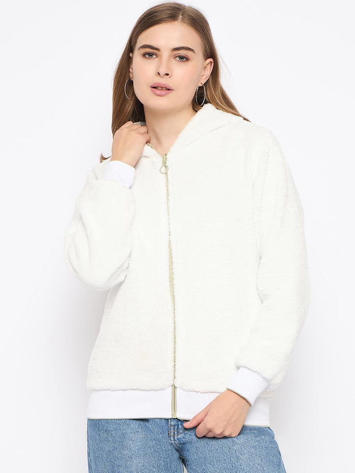 Madame Pear Green Hooded Zipper Sweatshirt