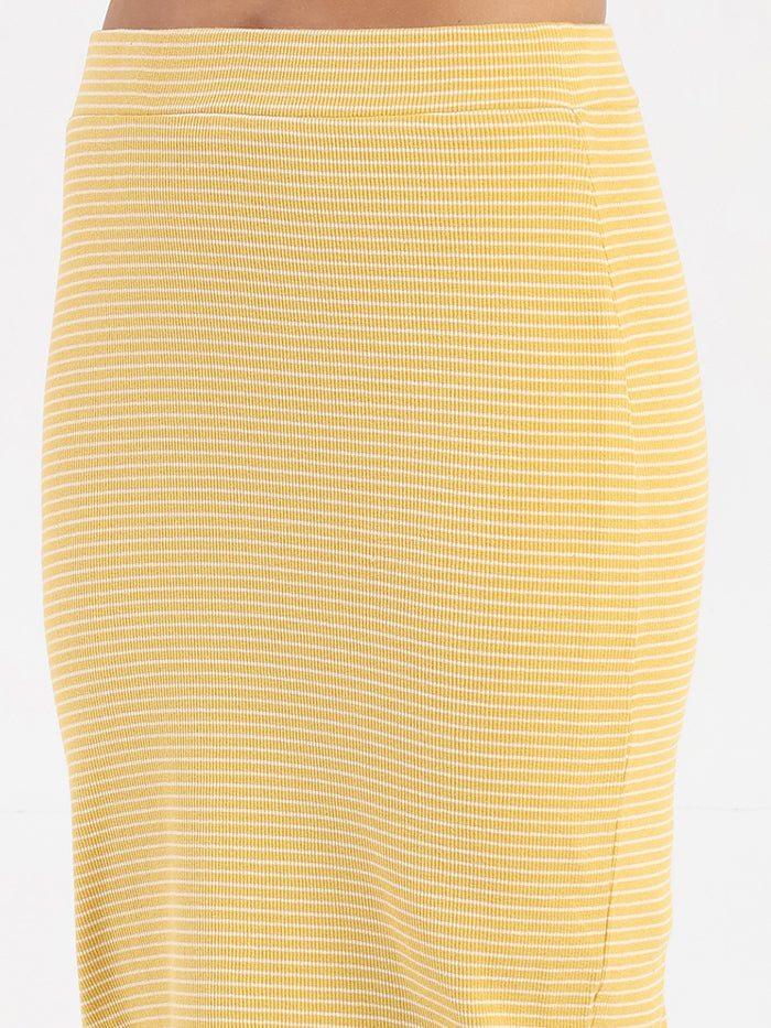 Madame Sleeveless Top and Skirt Striped Mustard Yellow Co-ord Set
