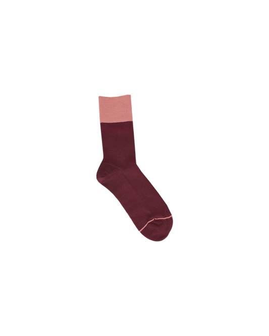 MERINO BLOCK SOCK BURGUNDY PINK