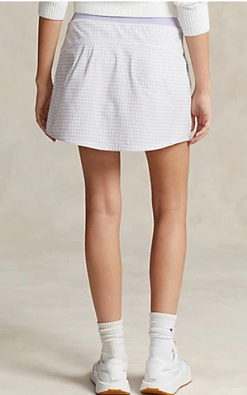 New Ralph Lauren RLX Aim 4-Way Stretch Purple Gingham Golf Skort Size L MSP$148