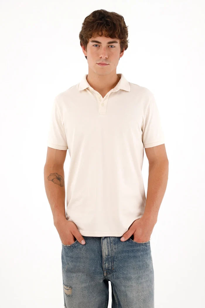 Off-White Polo with Mini Racket for Men
