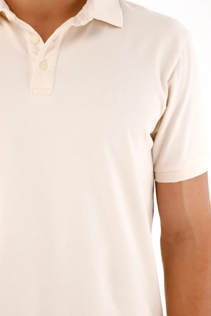 Off-White Polo with Mini Racket for Men