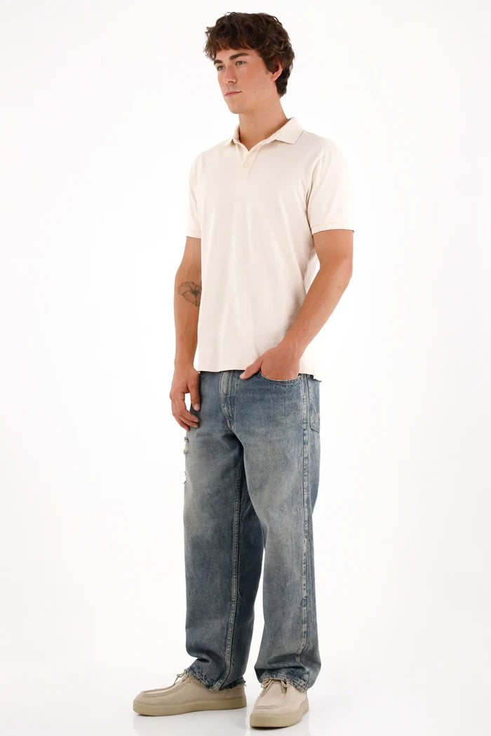 Off-White Polo with Mini Racket for Men