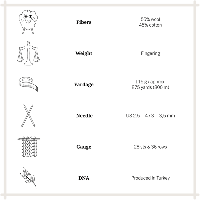 Önling No 12: All - season wool and cotton blend yarn - Dark slate melange (002m)