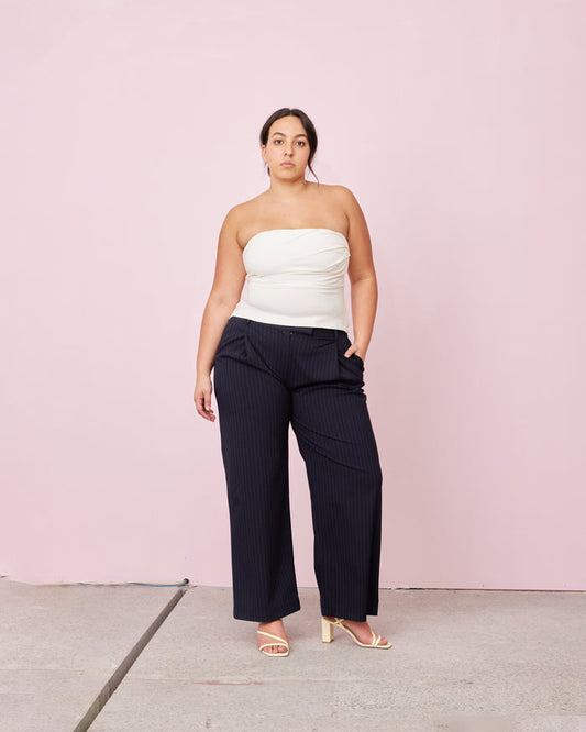 RUE TROUSER NAVY PINSTRIPE