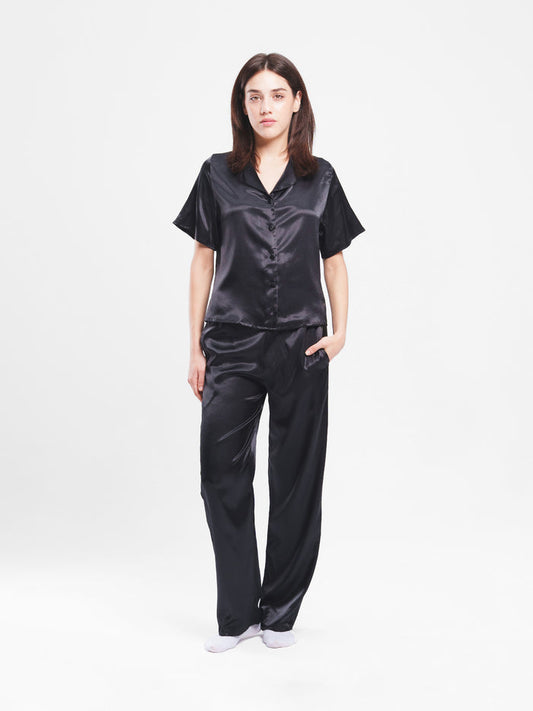 SATIN BUTTON UP SET