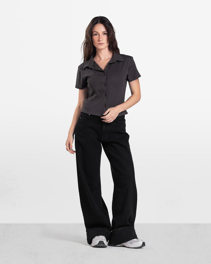 SHORT SLEEVE BUTTON DOWN SHIRT BROWN 4