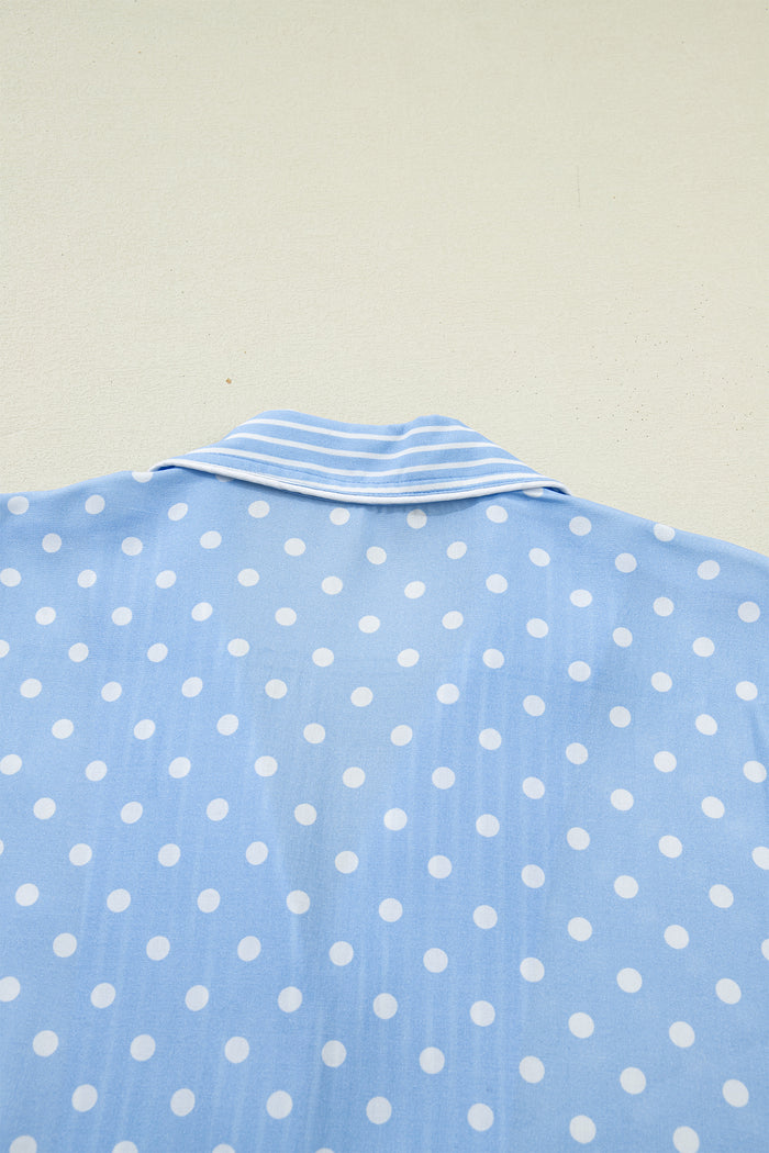 Sky Blue Polka Dot Short Pajama Set