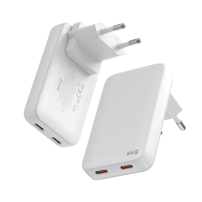 Snug 2 Port PD GaN Slim Wall Charger 45W - White (SNPW-2SLIM45-WH)