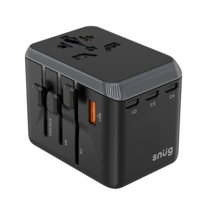 SNUG 5 Port Universal Travel Adapter - 45W - Black (SNPW-UNI45W-B)