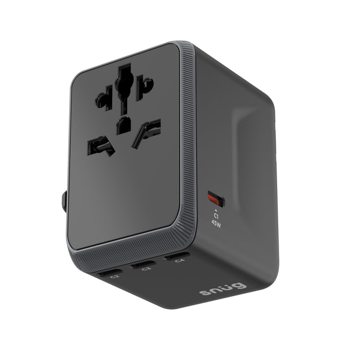 SNUG 5 Port Universal Travel Adapter - 45W - Black (SNPW-UNI45W-B)