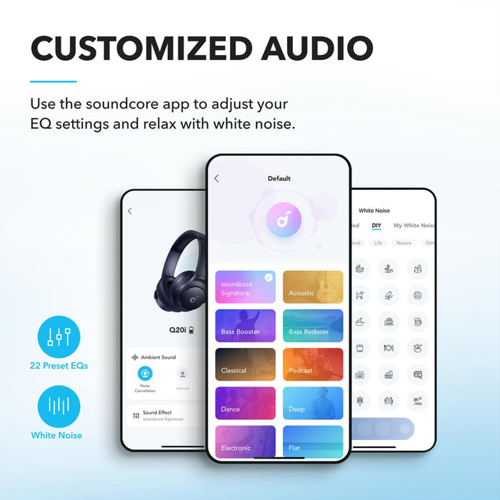 soundcore Q20i Hybrid Active Noise Cancelling Headphones - Blue (A3004H32)