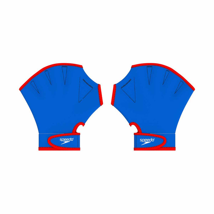 Speedo Aquatic Fitness Swim Gloves in blue and white, designed for water exercise and aquatic training.