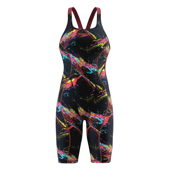Speedo Womens Fastskin HyperSpark Printed Openback Kneeskin - Electric Strata Ml