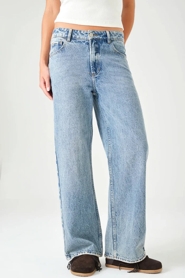 Straight jeans with waistband and drawstring in light blue cotton for Women