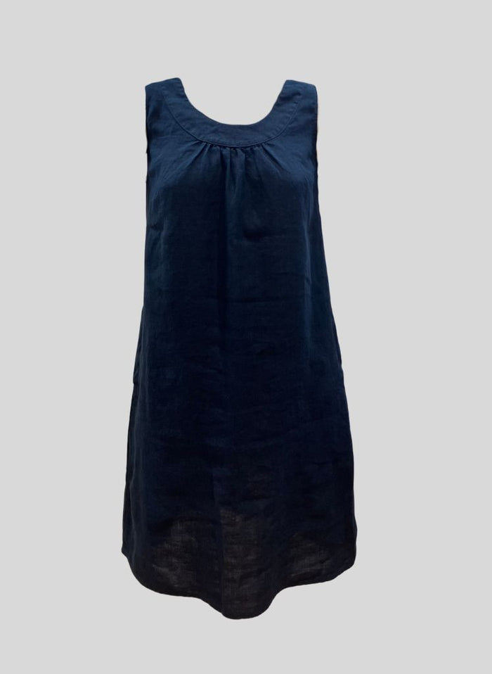 Tao Dress, shown in Midnight (Navy).  100% European Linen.