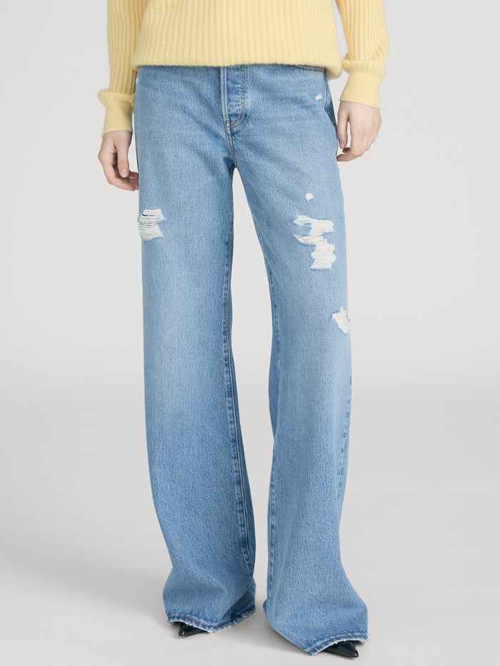 Jeans on model crop