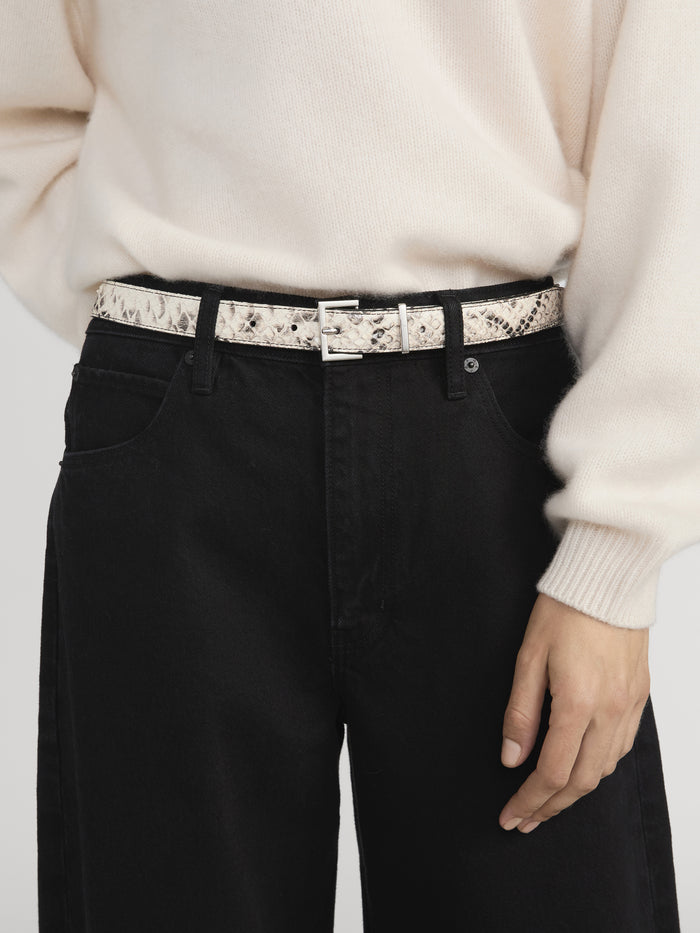 The Snake Square Buckle Belt -- Sand Multi