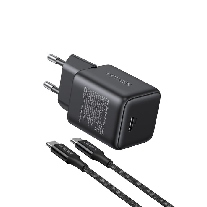 UGREEN 1 Port Type C PD Wall Charger With Cable - 30W - Black (UG-X513-65012)