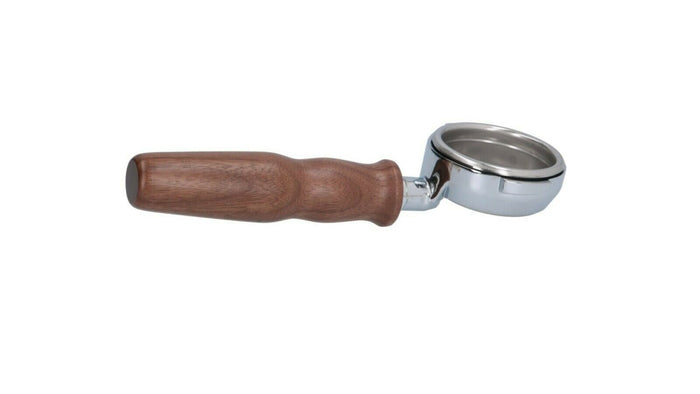 Wega Bottomless Portafilter Filterholder Espresso Walnut Wood Handle 58mm 21g - Coffeesection